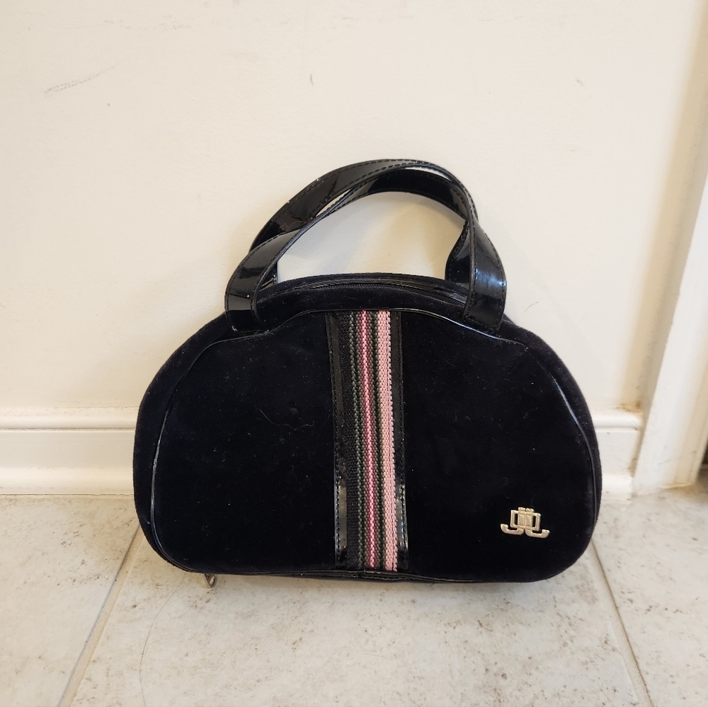 Womens Y2K JLO Handbag‎ Purse Black Suede #O